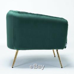 Nordic Velvet Metallic Armchair Mini Sofa Tub Chair Home Reception Fireside Seat