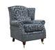 Offer! Accent Wing Chair Fireside Cottage Geometric Grey Fabric