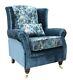 Offer! Accent Wing Chair Fireside Cottage Lava Teal Blue Fabric