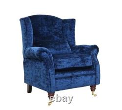 OFFER! Accent Wing Chair Fireside Cottage Modena Deft Blue Fabric