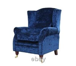 OFFER! Accent Wing Chair Fireside Cottage Modena Deft Blue Fabric