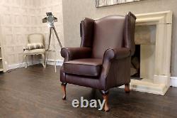 Oberon Classic'Dallas' Leather Single Wing Back Fireside Chair