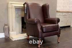 Oberon Classic'Dallas' Leather Single Wing Back Fireside Chair