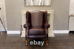 Oberon Classic'Dallas' Leather Single Wing Back Fireside Chair