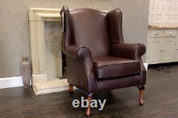 Oberon Classic'Dallas' Leather Single Wing Back Fireside Chair