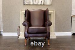 Oberon Classic'Dallas' Leather Single Wing Back Fireside Chair