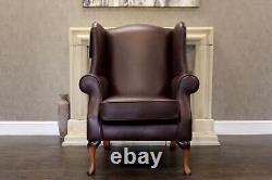 Oberon Classic'Dallas' Leather Single Wing Back Fireside Chair