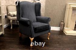 Oberon Classic'Midnight Velvet' Fabrics Single Wing Back Fireside Chair