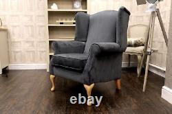 Oberon Classic'Midnight Velvet' Fabrics Single Wing Back Fireside Chair