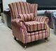 Oberon Fireside High Back Wing Chair Riga Multi Stripe Velvet Fabric