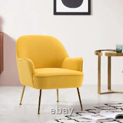 Occasional Armchair Velvet Tub Chair Wing Back Lounge Sofa Fireside Yellow Seat