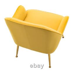 Occasional Armchair Velvet Tub Chair Wing Back Lounge Sofa Fireside Yellow Seat