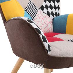 Occasional Armchair Wingback Chair Sofa Lounge Fireside Chair Patchwork Fabric