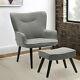Occasional Cashmere Armchair Match Footstool Set Fireside Sofa Lounge Chair Grey