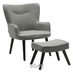 Occasional Cashmere Armchair Match Footstool Set Fireside Sofa Lounge Chair Grey