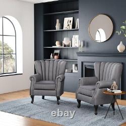 Occasional Chair Wing Back Upholstered Velvet Tub Armchair Fireside Living Room