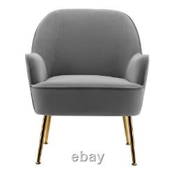 Occasional Chair Wing Back Velvet Tub Armchair Fireside Living Room Sofa Grey UK