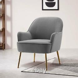 Occasional Chair Wing Back Velvet Tub Armchair Fireside Living Room Sofa Grey UK