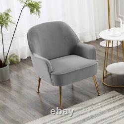 Occasional Chair Wing Back Velvet Tub Armchair Fireside Living Room Sofa Grey UK