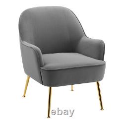 Occasional Chair Wing Back Velvet Tub Armchair Fireside Living Room Sofa Grey UK