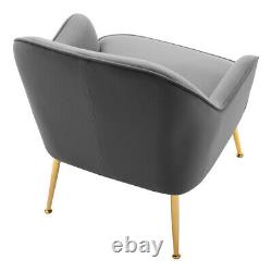 Occasional Chair Wing Back Velvet Tub Armchair Fireside Living Room Sofa Grey UK
