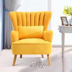 Occasional Chenille Wing Back Oyster Armchair Lounge Sofa Chair Fireside Fabric