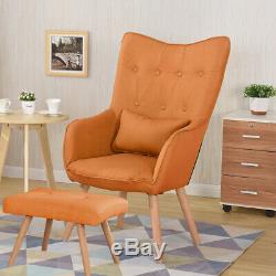 Occasional HIGH WING BACK Fabric Armchair Empress Fireside Chair Foot Stool Seat