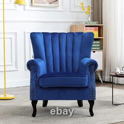 Occasional Linen Fabric Velvet Armchair Lounge Fireside Button Oyster Chair Sofa