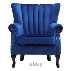 Occasional Linen Fabric Velvet Armchair Lounge Fireside Button Oyster Chair Sofa