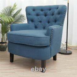 Occasional Linen Fabric Wing Back Armchair Fireside Home with Solid Wooden Legs