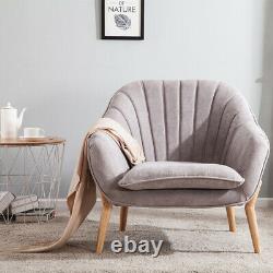 Occasional Modern Chenille Armchair Scallop Back Chair Single Sofa Fireside Seat