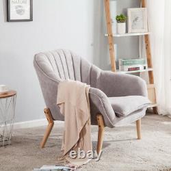 Occasional Modern Chenille Armchair Scallop Back Chair Single Sofa Fireside Seat