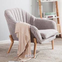 Occasional Modern Chenille Armchair Scallop Back Chair Single Sofa Fireside Seat