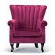 Occasional Oyster Wing Chair High Back Velvet Fabric Tub Armchair Fireside Room