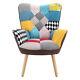 Occasional Patchwork Fabric Tub Armchair High Back Winged Chair Fireside Sofa Uk