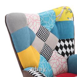Occasional Patchwork Fabric Tub Armchair High Back Winged Chair Fireside Sofa UK