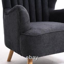 Occasional Scalloped Armchair Fireside Wing Chair Lounge Free Footstool Velvet