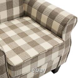Occasional Sofa Tub High Back Wing Chair Fireside Armchair Checked Tartan Fabric