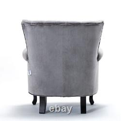 Occasional Velvet Armchair Oyster Chair Single Seat Sofa Nailhead Rivet Fireside