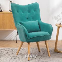 Occasional Velvet Armchair with Matching Stool Set Lounge Sofa Fireside Seat Green