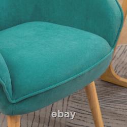 Occasional Velvet Armchair with Matching Stool Set Lounge Sofa Fireside Seat Green