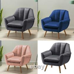 Occasional Velvet Oyster Winged Armchair Tulip Shape Chair Fireside Nordic Sofa