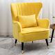 Occasional Velvet Suede Oyster Armchair Relax Fireside Lounge Chair Sofa Yellow