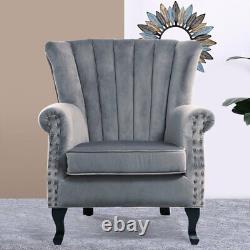 Occasional Velvet Wing Back Accent Armchair Living Bedroom Fireside Chair Sofa