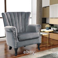 Occasional Velvet Wing Back Armchair Fireside Lounge Sofa Chair Armchair Seat UK