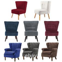 Occasional Wing Back Chesterfield Armchair Fireside Fabric Tub Chair Lounge Sofa
