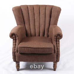 Occasional Wing Back Chesterfield Armchair Fireside Fabric Tub Chair Lounge Sofa