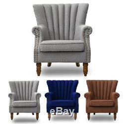 Occasional Wing Back Chesterfield Armchair Fireside Fabric Velvet Tub Chair Sofa