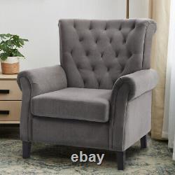 Occasional Wing Back Chesterfield Armchair Fireside Grey Velvet Tub Chair Sofa