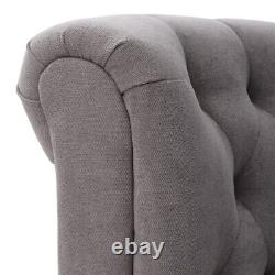 Occasional Wing Back Chesterfield Armchair Fireside Grey Velvet Tub Chair Sofa